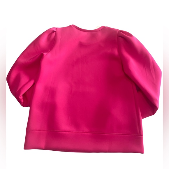 Stella & Dot Hot Pink Puff Sleeve Neoprene Sweatshirt – Size M - Picture 3 of 9